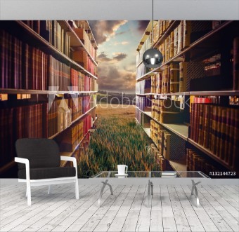 Bild på Composite image of close up of a bookshelf 3d